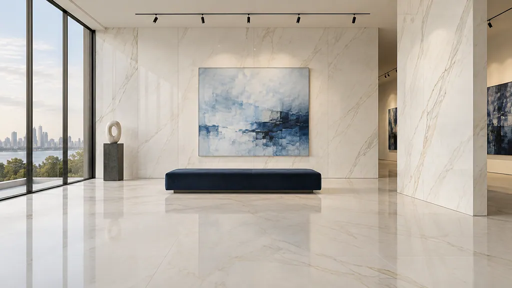 AI design inspiration: large-format porcelain slab interior