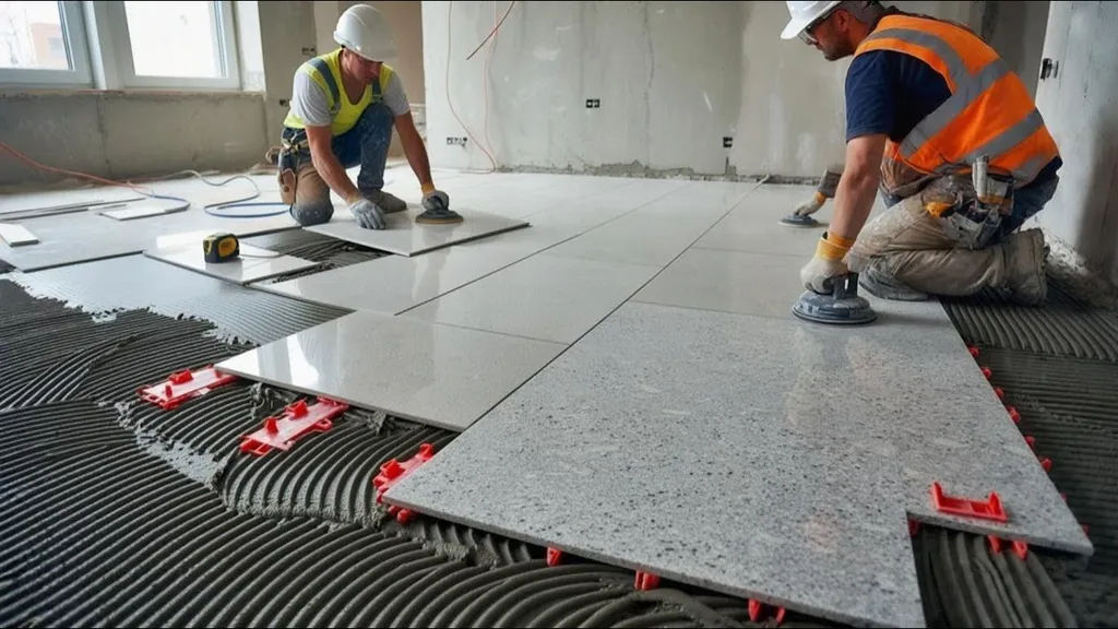 Professional tile installation team — original corporate About photograph