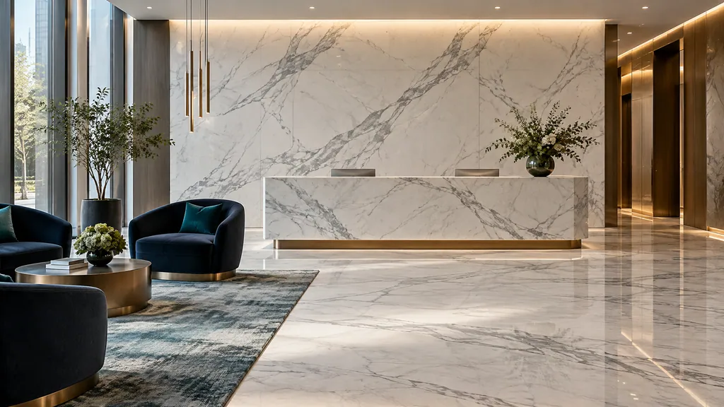 AI design inspiration: large-format porcelain slab interior