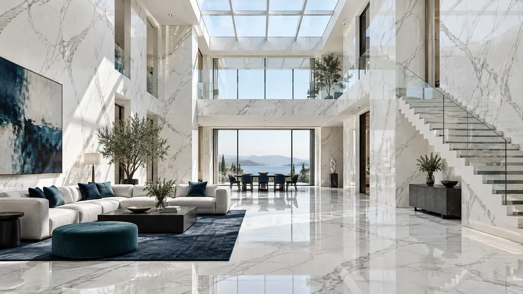 AI design inspiration: large-format porcelain slab interior